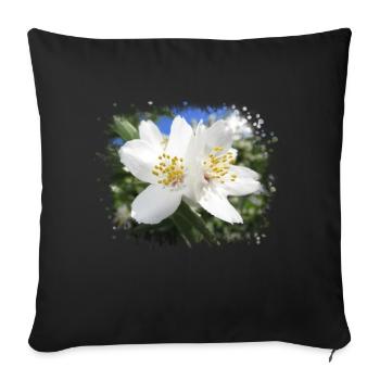 white, blooming flowers, blossoms in summer, nature - Sofa pillowcase 17,3'' x 17,3'' (45 x 45 cm) - black - Front