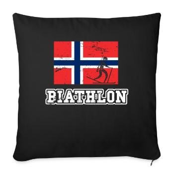 Biathlon Norwegen - Sofakissenbezug 45 x 45 cm - Schwarz - Vorne