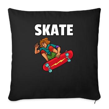 Planche à roulettes Planche à roulettes Skate Skater Gift - Housse de coussin décorative 45 x 45 cm - noir - Devant