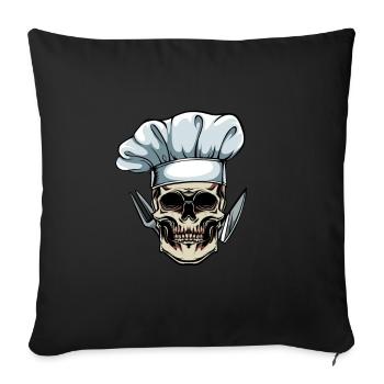Skull chef cooking chef - Sofa pillowcase 17,3'' x 17,3'' (45 x 45 cm) - black - Front