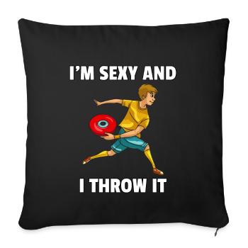 Cadeau de golf disque disque disque volant ultime Frisbee - Housse de coussin décorative 45 x 45 cm - noir - Devant