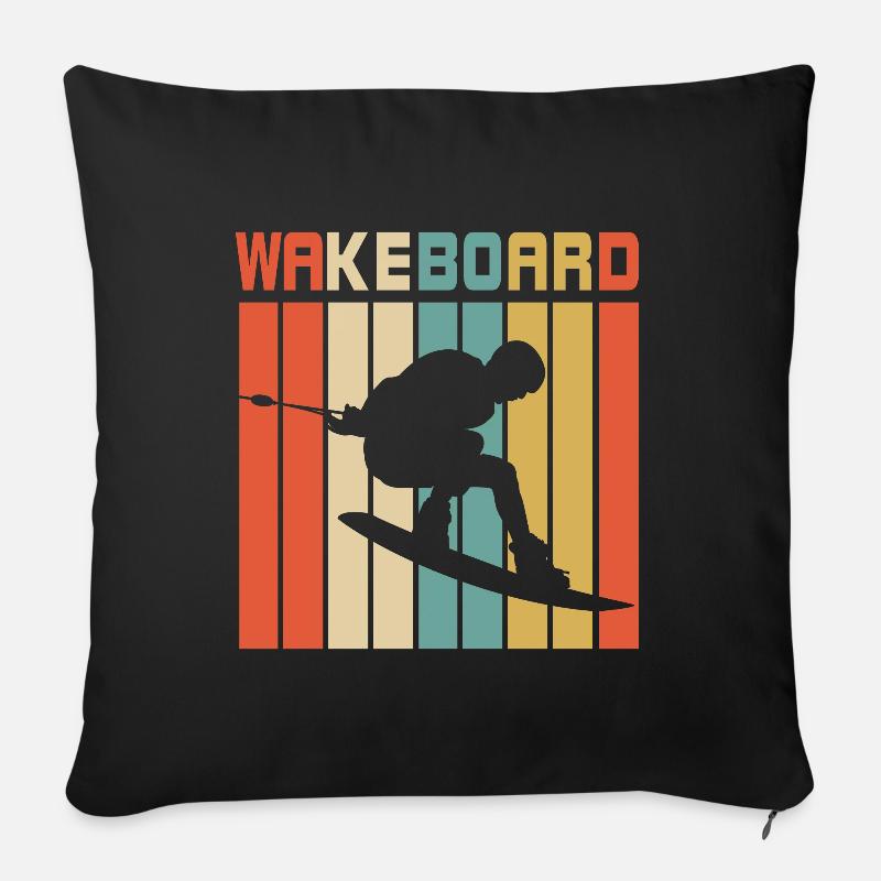 Wakeboarding Retro - Sofakissenbezug 45 x 45 cm - Schwarz