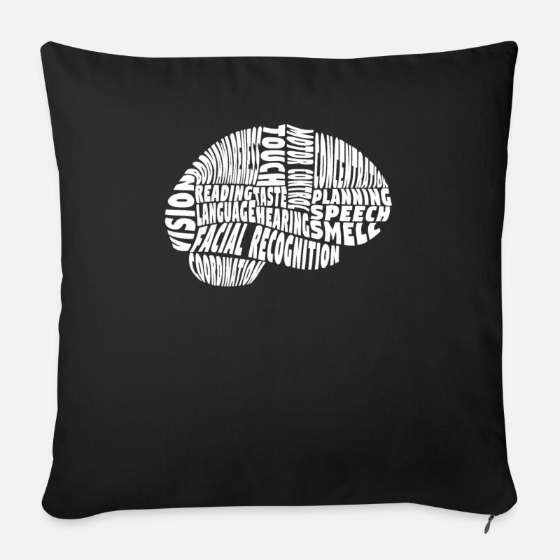 Fonctions des zones cérébrales - Housse de coussin décorative 45 x 45 cm - noir
