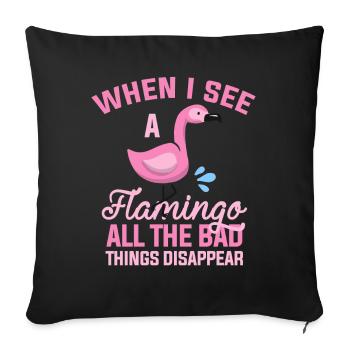 Flamingo animal - Sofa pillowcase 17,3'' x 17,3'' (45 x 45 cm) - black - Front