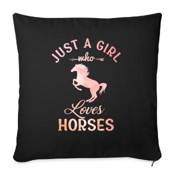 Horse Girl Horses love - Sofa pillowcase 17,3'' x 17,3'' (45 x 45 cm) - black - Front