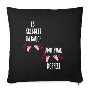 Mama 2020 Zwillinge Schwangerschaft Schwanger - Sofakissenbezug 45 x 45 cm - Schwarz - Vorne