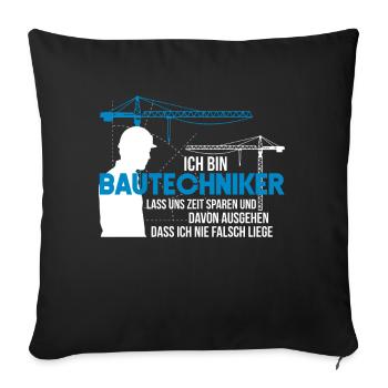 bautechniker - Sofakissenbezug 45 x 45 cm - Schwarz - Vorne
