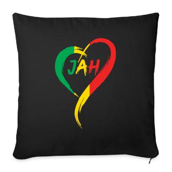 Love Jah Print Rasta Reggae flag Heart Gift for - Sofa pillowcase 17,3'' x 17,3'' (45 x 45 cm) - black - Front