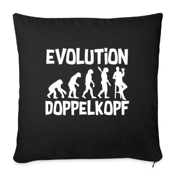 Doppelkopf Entwicklung - Sofakissenbezug 45 x 45 cm - Schwarz - Vorne