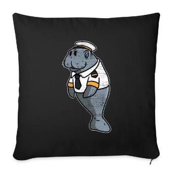 Manatee Captain - Sofa pillowcase 17,3'' x 17,3'' (45 x 45 cm) - black - Front