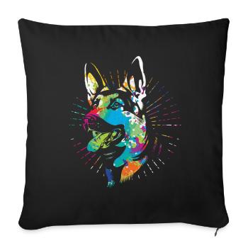 Deutscher Schäferhund - Sofakissenbezug 45 x 45 cm - Schwarz - Vorne