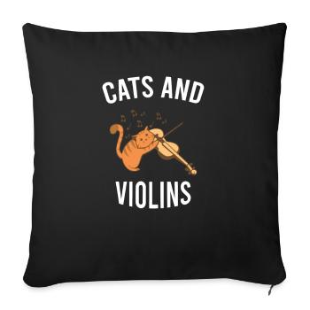 Cats And Violins Cats And Violins Cats Violin - Sofa pillowcase 17,3'' x 17,3'' (45 x 45 cm) - black - Front