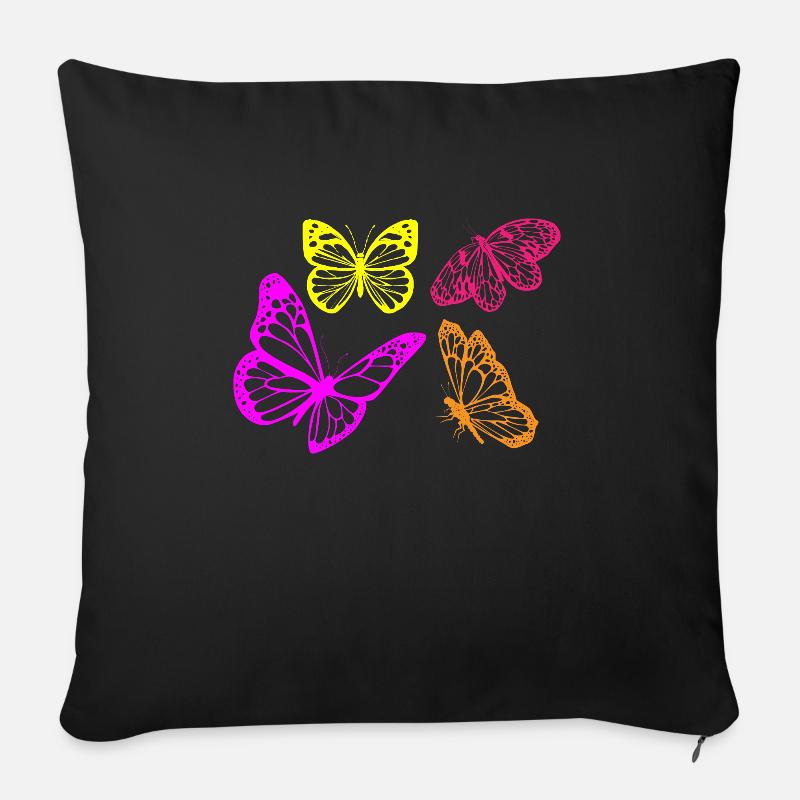 Papillons papillons - Housse de coussin décorative 45 x 45 cm - noir