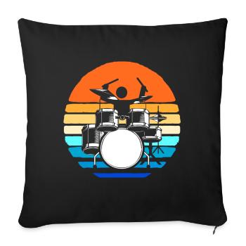 Batteur Batteur Drummer Musique Instrument Tambour Band - Housse de coussin décorative 45 x 45 cm - noir - Devant