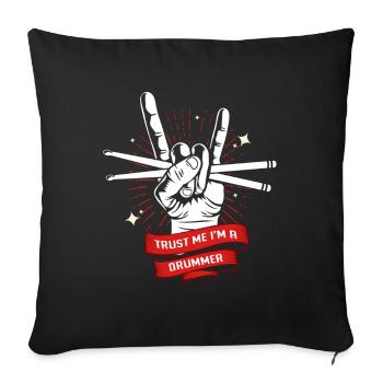 Batteur Batteur Drummer Musique Instrument Tambour Band - Housse de coussin décorative 45 x 45 cm - noir - Devant