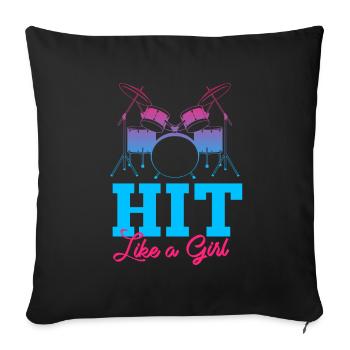 Batteur Batteur Drummer Musique Instrument Tambour Band - Housse de coussin décorative 45 x 45 cm - noir - Devant