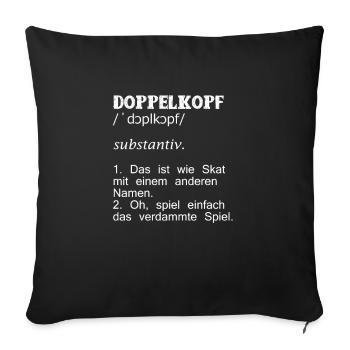 Doppelkopf - Sofakissenbezug 45 x 45 cm - Schwarz - Vorne
