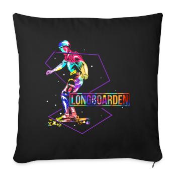 Longboarden Polygon - Sofakissenbezug 45 x 45 cm - Schwarz - Vorne