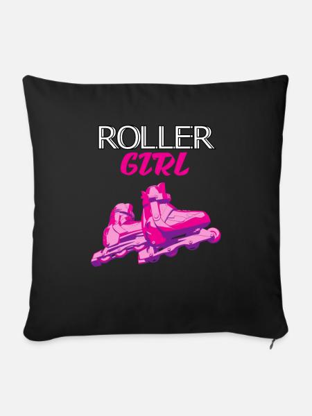 Rollschuhe - Sofakissenbezug 45 x 45 cm - Schwarz