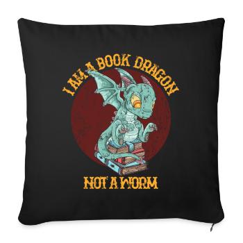 Reading Dragon Books Learning History Gift - Sofa pillowcase 17,3'' x 17,3'' (45 x 45 cm) - black - Front
