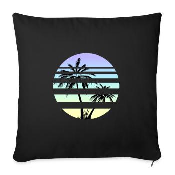 Vaporwave Aesthetics Retro Vintage Sonne Palmen - Sofakissenbezug 45 x 45 cm - Schwarz - Vorne