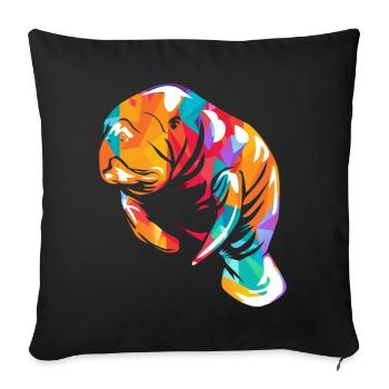 Manatee Dugong - Sofa pillowcase 17,3'' x 17,3'' (45 x 45 cm) - black - Front