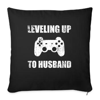 Level Up Husband Gamer JGA Bachelor Party - Sofa pillowcase 17,3'' x 17,3'' (45 x 45 cm) - black - Front