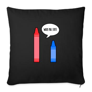 Wachsmalstift FLACHWITZ Wachs mal Stift - Sofakissenbezug 45 x 45 cm - Schwarz - Vorne