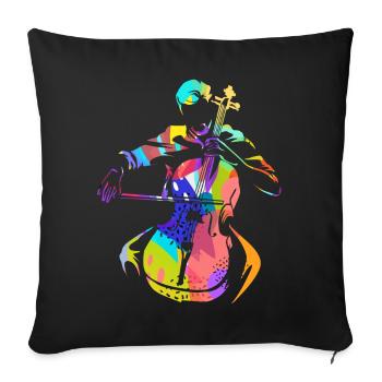 Cadeau de violoncelle - Housse de coussin décorative 45 x 45 cm - noir - Devant