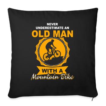 Vieil homme - VTT - Housse de coussin décorative 45 x 45 cm - noir - Devant