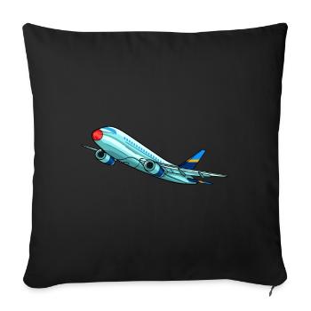 Flugzeug Flieger Pilot Fliegen Flug Flughafen 747 - Sofakissenbezug 45 x 45 cm - Schwarz - Vorne