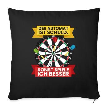 Darts Darten Darts Geschenk Dartpfeil Dartboard - Sofakissenbezug 45 x 45 cm - Schwarz - Vorne