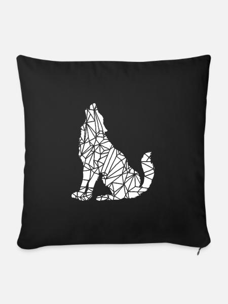 Geometrischer Wolf - Sofakissenbezug 45 x 45 cm - Schwarz