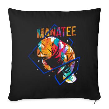 Manatee Dugong polygon - Sofa pillowcase 17,3'' x 17,3'' (45 x 45 cm) - black - Front