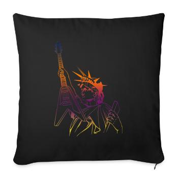 Rocker Statue de la Liberté - Guitare - Rock - Housse de coussin décorative 45 x 45 cm - noir - Devant