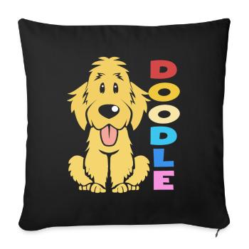 Doodle Chien Goldendoodle Golden Retriever Pudel - Housse de coussin décorative 45 x 45 cm - noir - Devant
