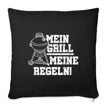 Mein Grill Meine Regeln - Sofakissenbezug 45 x 45 cm - Schwarz - Vorne