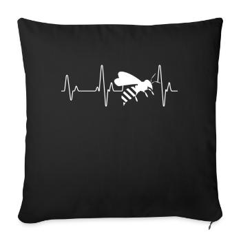 Idée de cadeau de battement de coeur silhouette abeilles EKG - Housse de coussin décorative 45 x 45 cm - noir - Devant