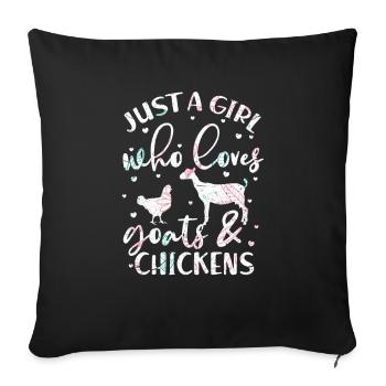 Huhn Ziege Hühner Ziegen Girl Mädchen Geschenk - Sofakissenbezug 45 x 45 cm - Schwarz - Vorne