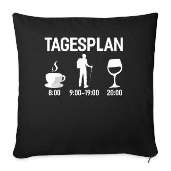 Wandern Berge Trecking Outdoor Hiking · Tagesplan - Sofakissenbezug 45 x 45 cm - Schwarz - Vorne