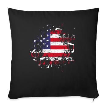USA Musique Amérique - Housse de coussin décorative 45 x 45 cm - noir - Devant
