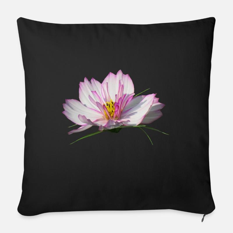 wundervolle Blume in pink & weiß, Blumen, Blüte - Sofakissenbezug 45 x 45 cm - Schwarz