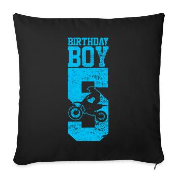 5th birthday motocross - Sofa pillowcase 17,3'' x 17,3'' (45 x 45 cm) - black - Front