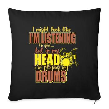 Instrument de batterie musicien cadeau cool - Housse de coussin décorative 45 x 45 cm - noir - Devant