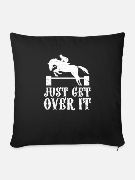 Springreiten Reiter Reitstall Pferd Geschenk - Sofakissenbezug 45 x 45 cm - Schwarz