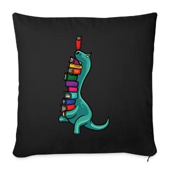 Dinosaur Dino livre lecture livres Bookworm - Housse de coussin décorative 45 x 45 cm - noir - Devant