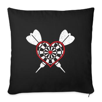 Dart Darts darten Geschenk Shirt · Herz Love - Sofakissenbezug 45 x 45 cm - Schwarz - Vorne