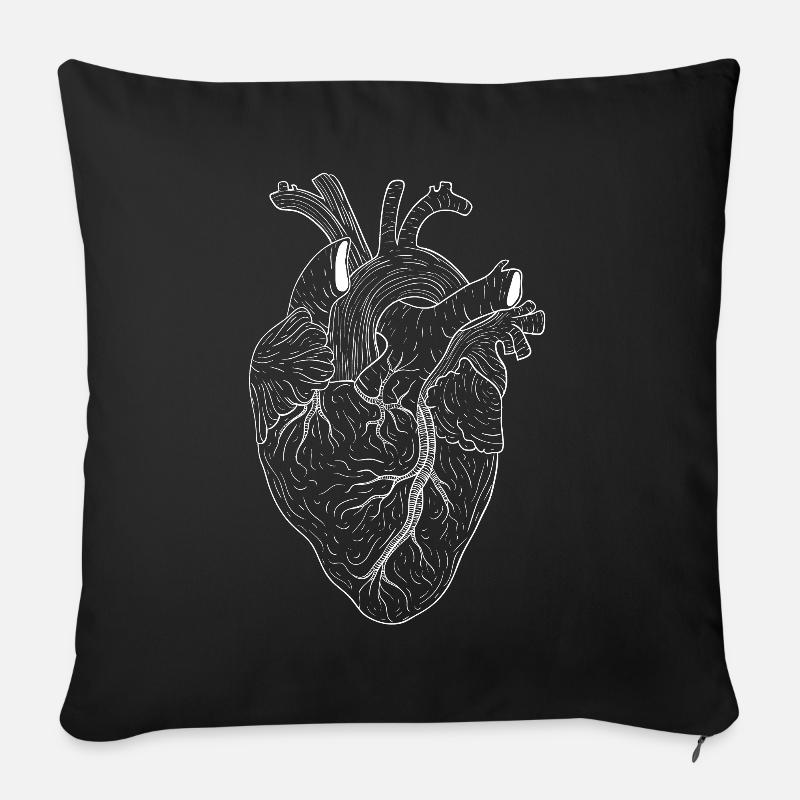 Herz - Sofakissenbezug 45 x 45 cm - Schwarz