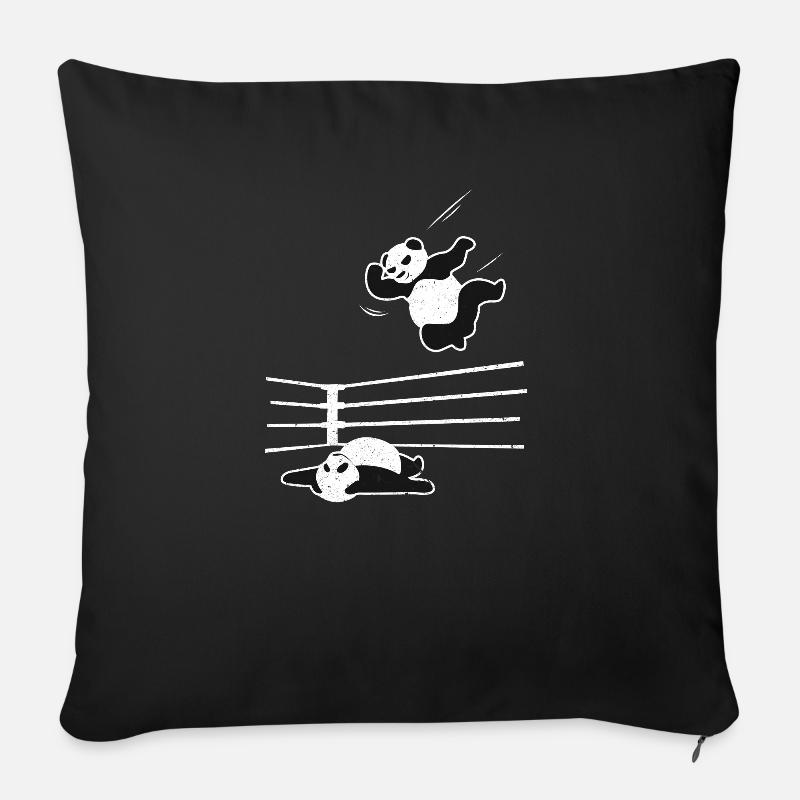 Panda Wrestling - Sofakissenbezug 45 x 45 cm - Schwarz