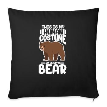 Costume d'Ours Ours Ours Brun Cadeau d'Halloween - Housse de coussin décorative 45 x 45 cm - noir - Devant